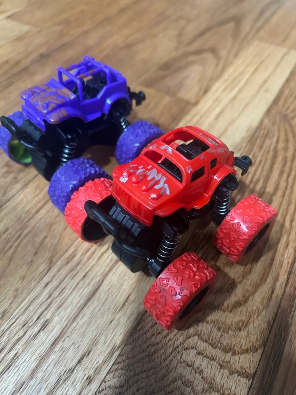 Purple and Red Kids Monster Truck Toy Set - Bright Off-Road Play Vehicles